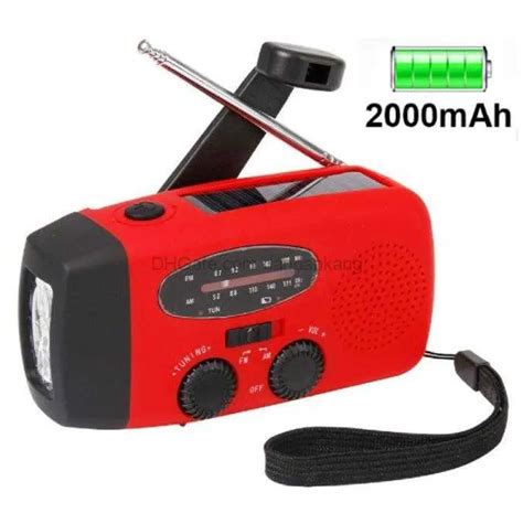 2000mAh Solar Panel Hand Crank Flashlight Radio Emergency AM FM NOAA