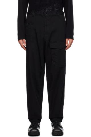 Pantalon Cargo Noir Cordon Coulissant Yohji Yamamoto En Solde