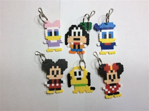 Mickey Mouse And Friends Perler Bead Keychain Etsy