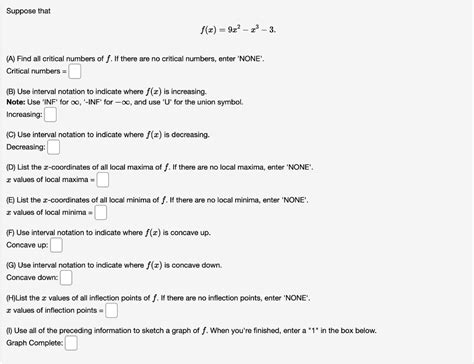 Solved Suppose That Fx9x2−x3−3 A Find All Critical