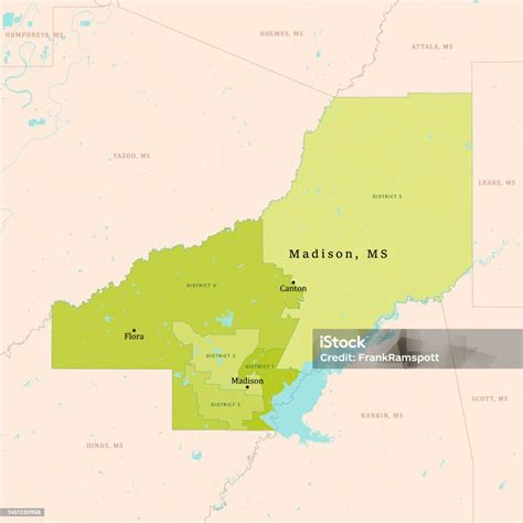 Ms Madison County Vector Map Green Stock Illustration - Download Image ...