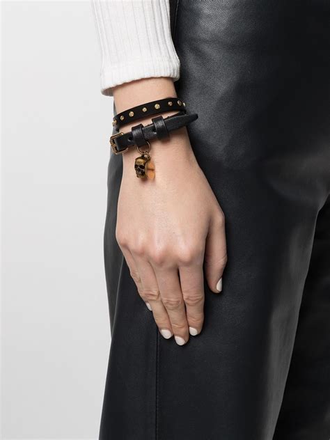 Alexander McQueen Hammered Studs Double Wrap Bracelet Farfetch