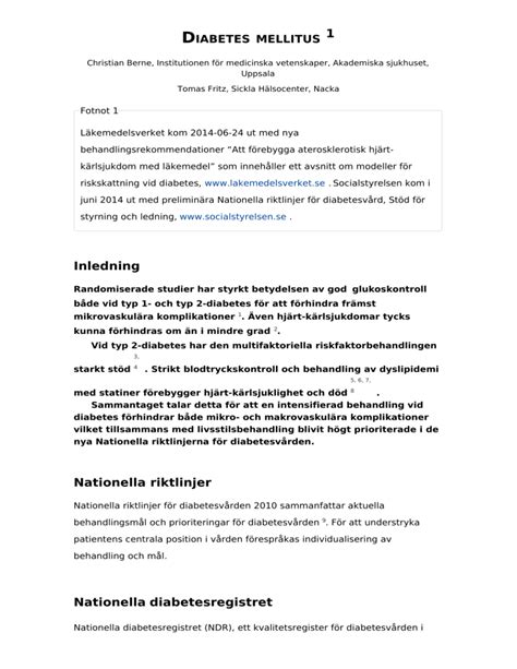 Diabetes Mellitus L Kemedelsboken