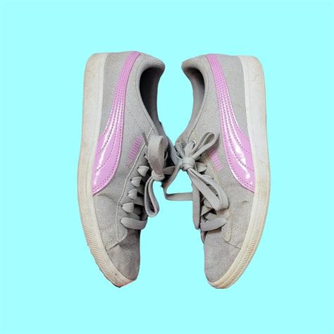 Silver Glitter And Pink Puma Trainers Size 55 Depop