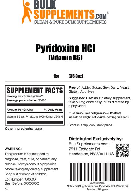 Pyridoxine Hydrochloride Powder | Vitamin B6 Benefits