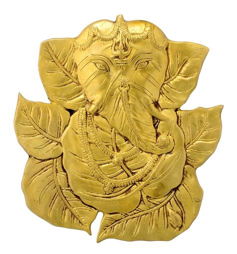 Gangesindia Leaf Ganesha Brass Wall Plaque Amazon In Garden Outdoors