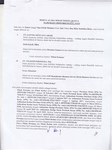 Berita Acara Telkom Pdf Pdf