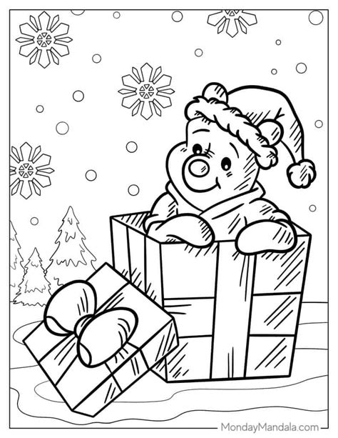 Winnie The Pooh Christmas Coloring Pages