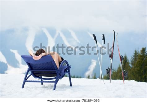 Back View Naked Female Skier Having Stock Photo Shutterstock