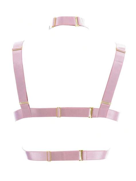 Adjustable Pink Bondage Lingerie Set With Choker SHEIN USA