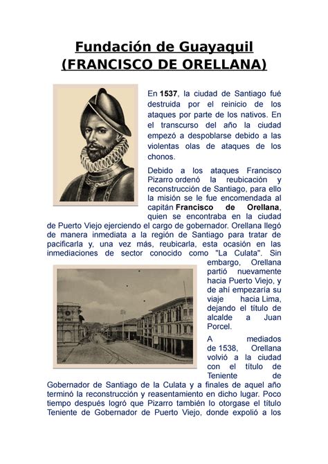 Fundación De Guayaquil Fundación De Guayaquil Francisco De Orellana