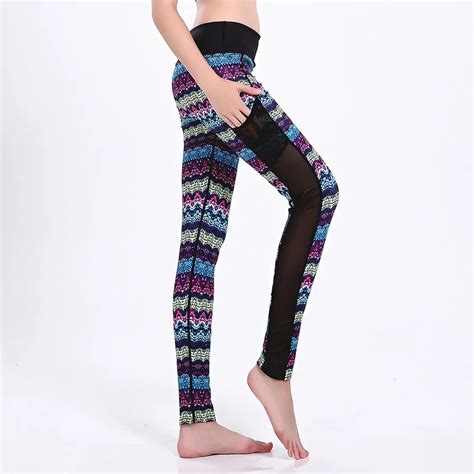 Bohemian Style Women Workout Leggings Sexy Colorful Ripple Print Skinny