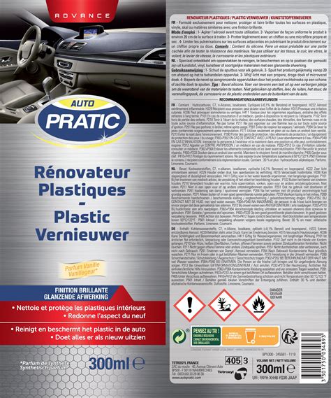 Nettoyant rénovateur plastiques finition brillante AUTO PRATIC 300 ml