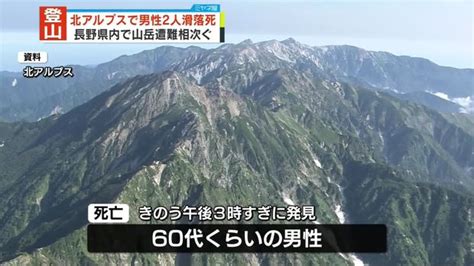 北アルプスで滑落男性2人死亡 長野県内で山岳遭難相次ぐ ライブドアニュース