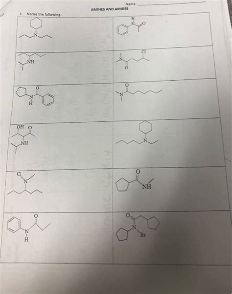 Solved 1 AMINES AND AMIDES Name The Following Chegg