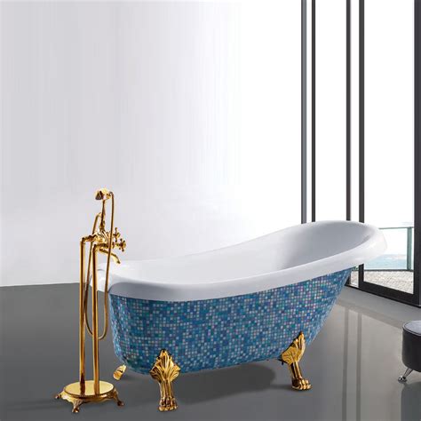 Luxury Design Hotel Bathtub Mosaic Coating Chaise Bathtubs Freestanding