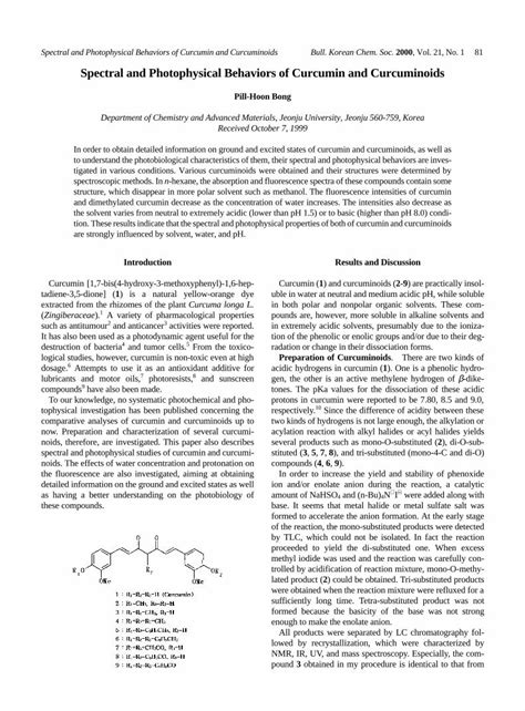 Pdf Properties Of Curcumin And Curcuminoids Dokumen Tips