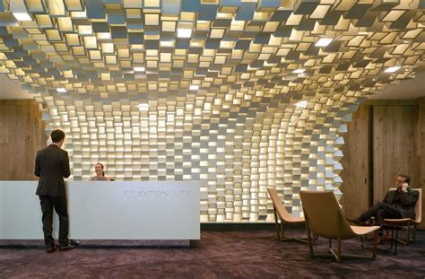 clayton utz canberra unique office ceiling design reception lighting