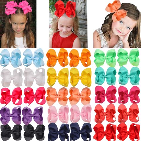 30pcsset 6inch Hair Ribbon Bows With Alligator Clip Kids Hair