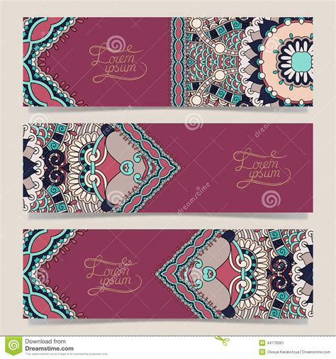 Set Of Three Horizontal Banners With Decorative Stock Vector