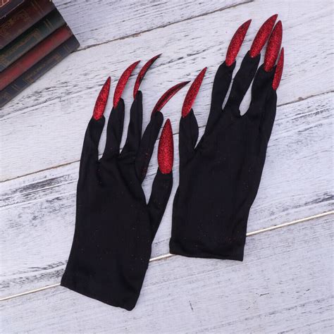 Halloween Costume Gloves Scary Ghost Nail Long Nails Fingernails Clown