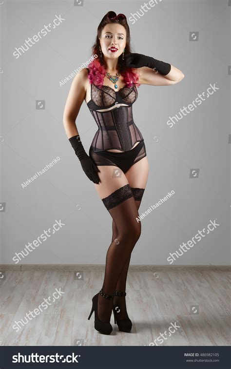 Стоковая фотография Sexy Girl Corset Lingerie Posing Against Shutterstock