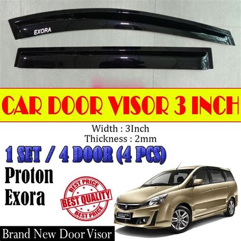 Proton Exora Door Visor 3 Air Press Window Acrylic Wind Deflector For