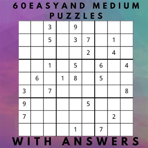 Medium And Hard Sudoku Puzzles With Answers