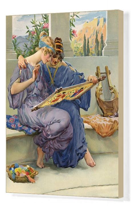 Box Canvas Print. Two ancient Greek women embroidering | Greek ...