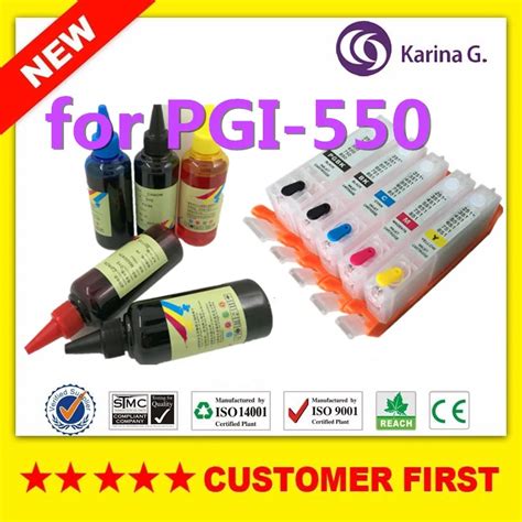 5x 100ml For PGI 550 CLI 551 PGI550 Refill Dye Ink And Empty Ink