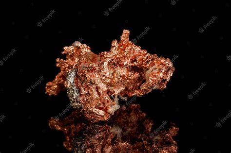 Premium Photo Macro Mineral Stone Copper On Black Background