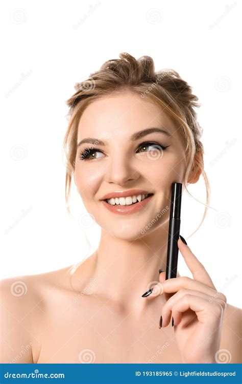 Belle Femme Blonde Nue De Sourire Avec Image Stock Image Du Positif F Minin