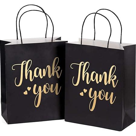 Amazon Laribbons Medium Size Gift Bags Gold Foil Thank You Black