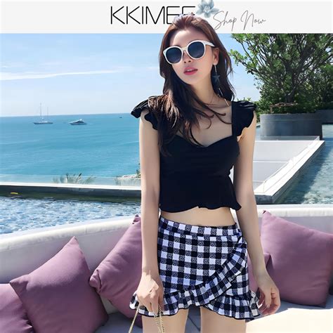 KKimee台灣現貨兩件式泳衣泳裝 2XL短裙 平口褲SG116比基尼 溫泉 遊泳衣 BIKINI 大尺碼 蝦皮購物