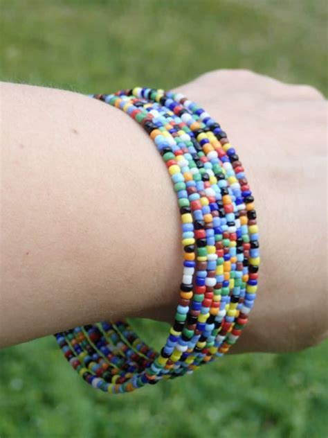 Colorful Bracelet Multi Color Seed Bead Memory Wire Bracelet Etsy