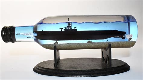 SUBMARINE FIRING TORPEDOES IN A BOTTLE Diorama Epoxy Resin Art