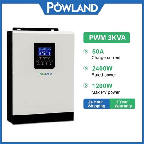 Powland 3kva Hybrid Inverter 24v Built In 50a Pwm Solar Controller 230v Pure Sine Wave Inverter