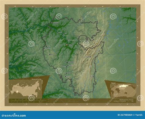 bashkortostan russia physical labelled points  cities stock illustration illustration