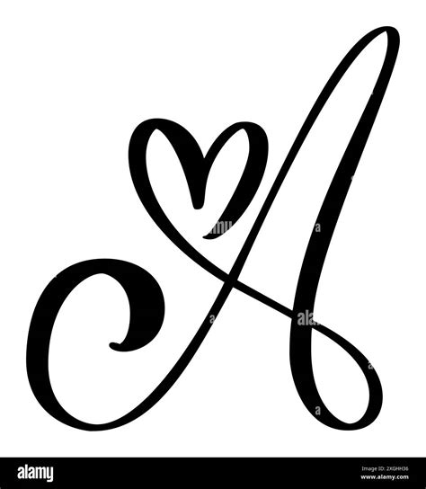 Script Capital Font Logo Calligraphy Love Letter A Initial Hand Drawn