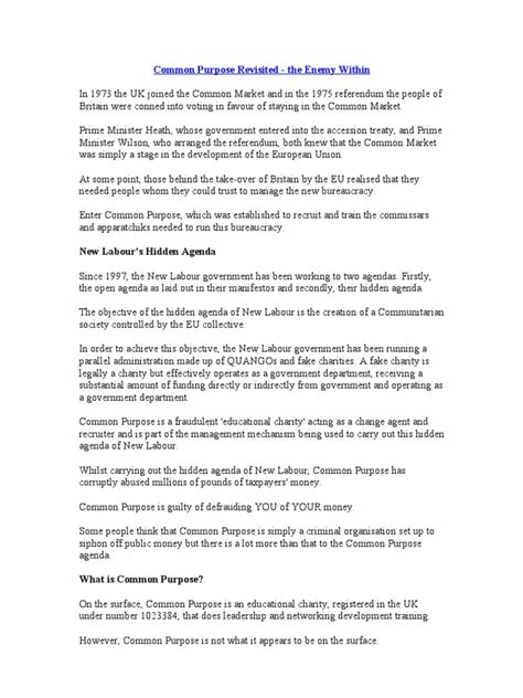 Common Purpose Revisited | PDF | United Kingdom European Union Membership Referendum, 2016 ...