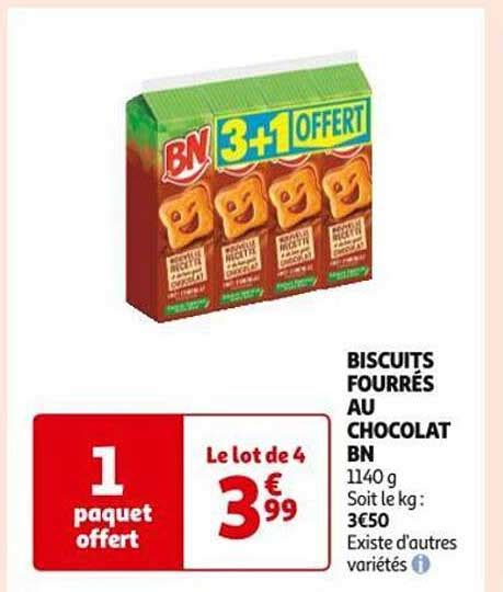 Promo Biscuits Fourrés Au Chocolat Bn chez Auchan iCatalogue fr