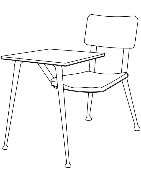 Desk And Chair Coloring Page Colouringpages