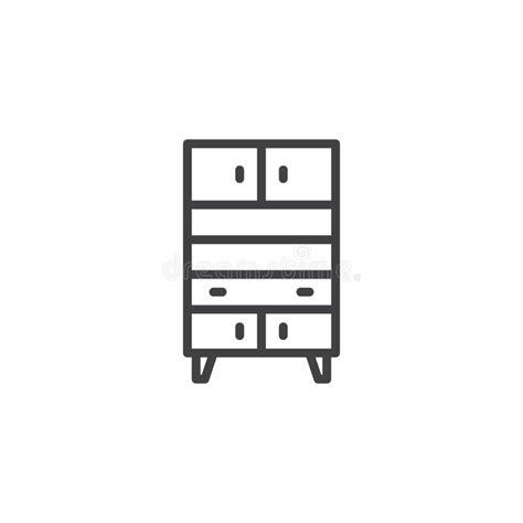 Vintage Kitchen Cupboard Line Icon Stock Vector Illustration Of House