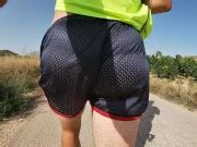 So Hot Running With My Erect Cock Out Wearing Shiny See Thru Cock Sport Shorts Xxx Mobile
