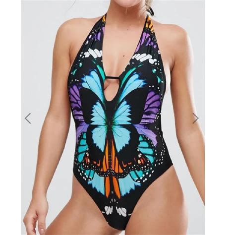 Bikini New Sexy Lady Swimsuit Butterfly Print Bathing Suit Push Up