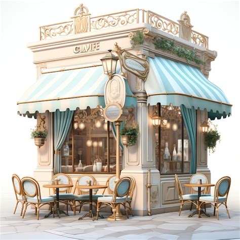 Premium Ai Image Beautiful French Cafe Shop Clipart Illustration