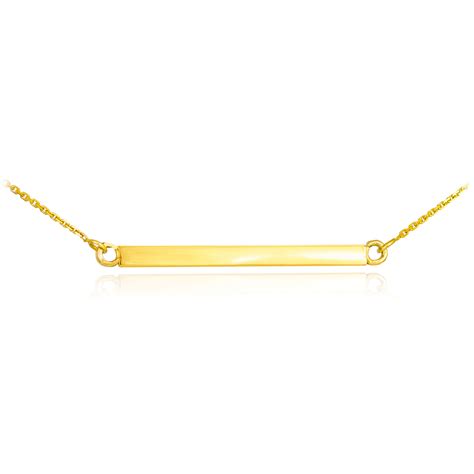 14k Solid Gold Straight Bar Necklace