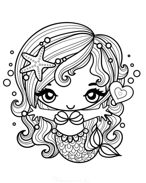 Dibujos De Sirena Kawaii Para Colorear Para Colorear Pintar E Imprimir Dibujos Onlinecom