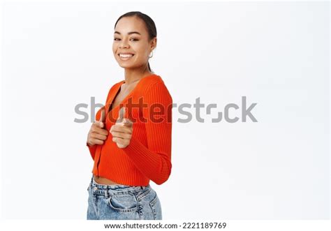 You Got Smiling Latina Woman Pointing Stock Photo Shutterstock