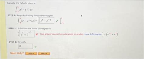 Solved Evaluate The Definite Integral ∫−33ex−e−xdx Step